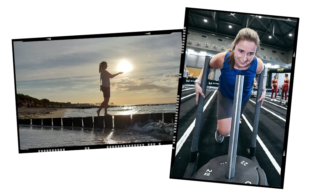 Alexandra Linden beim Sport im Fitnessstudio und am Meer