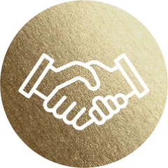 Handschlag-Symbol auf goldenem Kreis